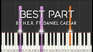 Best Part  by H.E.R. ft. Daniel Caesar synthesia piano tutorial | with lyrics | free sheet music