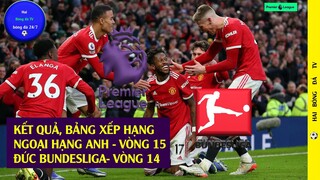 Tin Bóng Đá Kết quả bóng đá hôm nay ngoại hạng Anh vòng 15, Bundesliga vòng 14