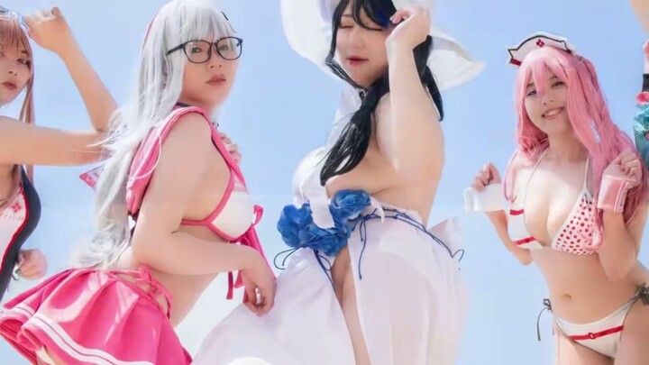 tipis tipis cosplay nikke membahenol di pantai~