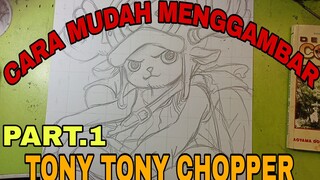 cara yg sangat lah mudah menggambar anime one piece Tony Tony Chopper part.1sketsa
