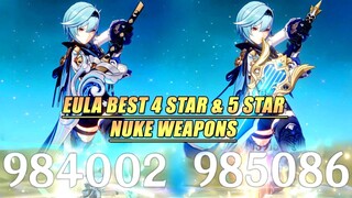 Eula Best 4 & 5 Star Nuke Weapon | Akuoumaru R5 vs Song of Broken R1 DMG Comparison