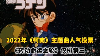 2022年《柯南》主题曲人气投票活动，《转动命运之轮》仅排第三