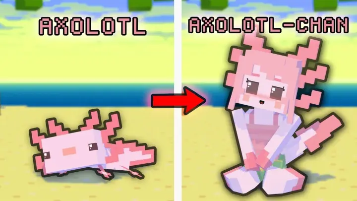 Axolotl Jadi Karakter Anime Paling Imut?! - Animasi Minecraft