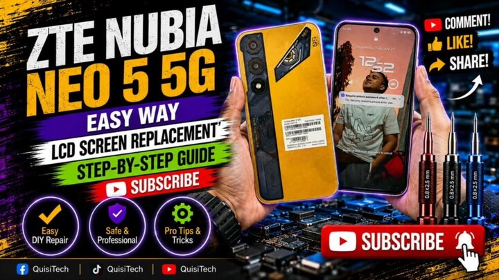 ZTE Nubia Neo 5 5G LCD Screen Replacement｜努比亚 Neo 5 5G 换屏维修＋充电故障修复教程