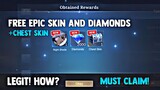 HOW TO GET FREE EPIC SKIN AND 2K DIAMONDS + CHEST SKIN! FREE DIAMONDS! LEGIT! | MOBILE LEGENDS 2023