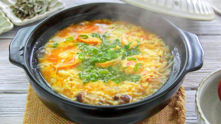Cách làm súp gạo tôm nấm của Nhật