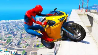GTA 5 Spiderman Epic Bike Jumps #2 - Spider-Man Stunts & Fails, Gameplay