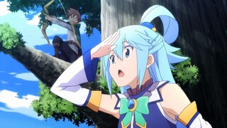 Aqua tried to expel the lizard, but failed? (Including the famous scene where Aqua rolled over cryin