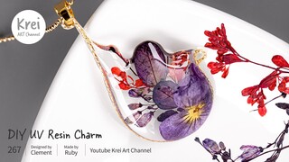 【UV レジン】ドライフラワーを使って、DIYブレスレットチャーム〜♪ UV Resin - DIY Bracelet Charm with Dried Flower.