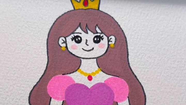 ใช้ความรักก็วาดเจ้าหญิงน้อยน่ารักได้ ทั้งง่ายและสวย รีบชวนลูกมาลองทำกันเลย～#ภาพลายเส้นสำหรับเด็ก #ภา