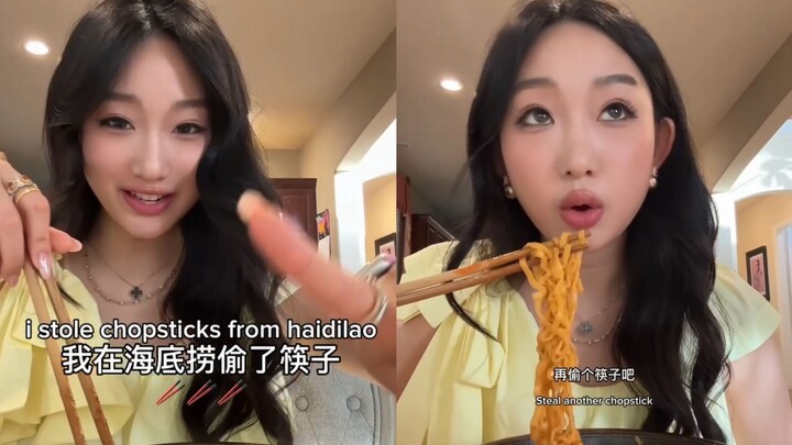 Don't tell anyone ㊙️🤫 I stole Haidilao's chopsticks 🥢