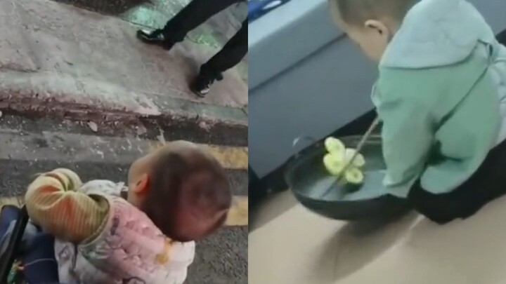 Bocah imut berusia 1 tahun terobsesi meniru juru masak menggoreng makanan dengan wajan, tapi begitu 