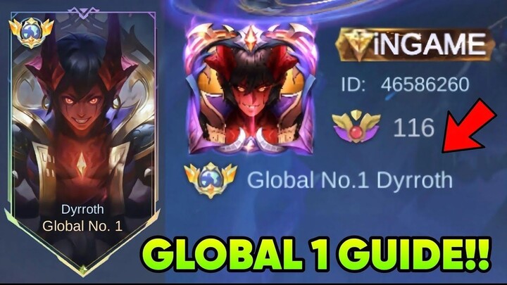 FINALLY TOP 1 GLOBAL DYRROTH!!  EFFECTIVE FULL GUIDE & TIPS  MLBB