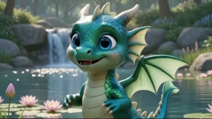 Naga Bayi Berenang di Danau