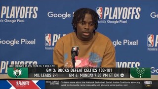 Jrue Holiday postgame Press Conference Game 3: " Milwaukee Bucks take down Boston Celtics"