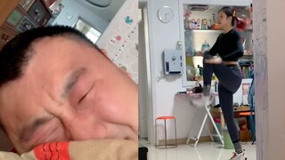 A man complained that his wife disturbed him while he was sleeping. The huge contrast between the co