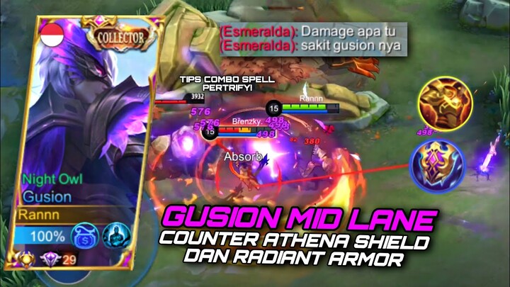 GUSION MID LANE🔥COUNTER MUSUH ATHENA SHIELD DAN RADIANT ARMOR😱WAJIB KALIAN COBA✌️- MLBB