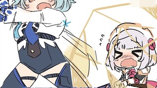 [Teyvat Kindergarten] Baby Noelle meets sister Yura, and they practice the sword together