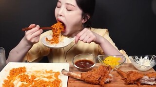 Mukbang heo cốt lết chiên  và gà rán #food