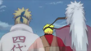 Naruto returns to the village, fighting Pain, Naruto incarnate Minato and Jiraiya English Dub