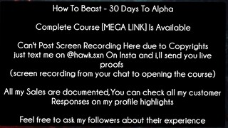 How To Beast - 30 Days To Alpha course download