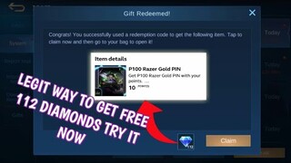 How to get free 112 diamonds in Mobile Legends | Legit free diamonds MLBB