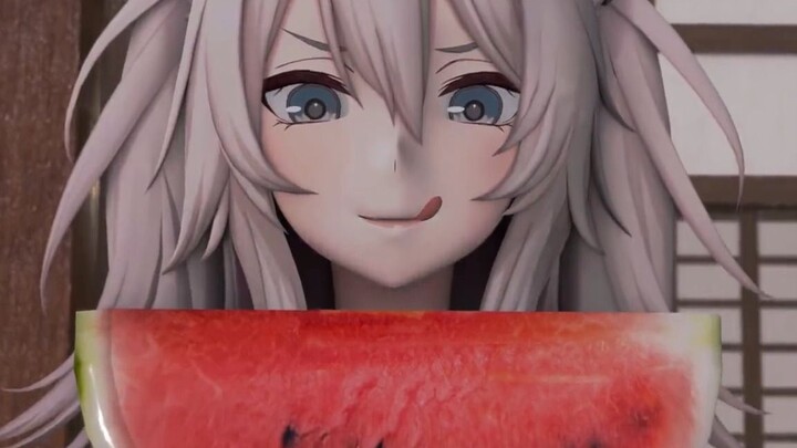 【Lion White】Do you want to eat watermelon too? 🍉