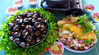 GÀ HẤP NẤM RƠM • Lẩu Ốc Nấu Mẻ " Sương Sương" Mùng 7 Tết | MTQH