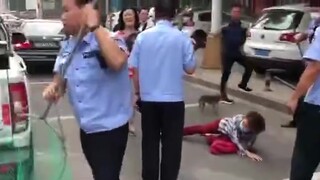 Law enforcement officers strike out! Dog lovers walked their dogs without leashes, and the vicious d