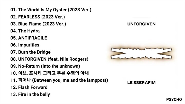 [PLAYLIST] LE SSERAFIM - UNFORGIVEN 1st Studio Album