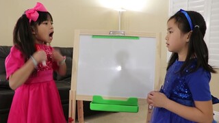 Emma and Jannie Pretend Play Choosing Teacher Profession for Kids