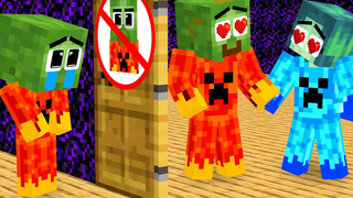 Monster School Fire Family Zombie และ Sinister Ice Stepmother - Sad Story - Minecraft Animation