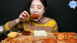 Gà rán, gà rán sốt gia vị, phô mai viên khoai tây chiên phần 2 #mukbang