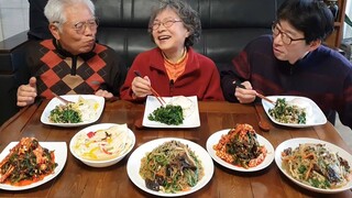 직접 키운 영양듬뿍 시금치 덮밥 먹방~! (시금치 잡채, 시금치 오징어 무침) Spinach Rice Mukbang / Korean Food Recipes