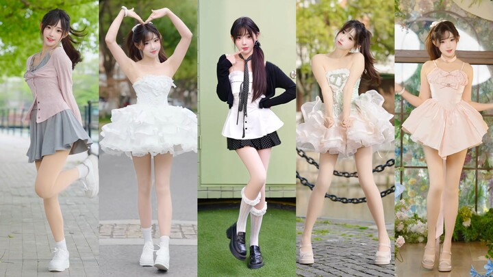 Sweet girl in five outfit changes! Which little dress do you like best?