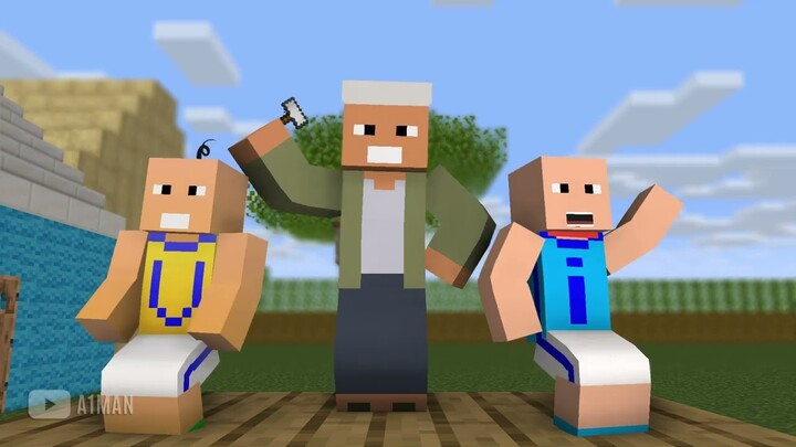 TIRU AKSI UPIN & IPIN GEROBOK REZEKI (MINECRAFT)