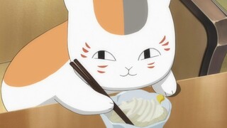 The cat teacher can use chopsticks with his little paws!