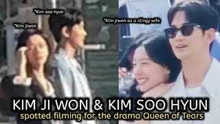Kim jiwon and Kim Soo hyun spotted filming for "Queen of tears" | Kim Kim couple bts moments