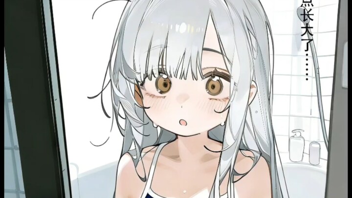 بعد ما راح الأخ، بقيت الأخت الصغيرة وحدها أمام المرآة تبتسم بسذاجة... ماذا تفعل يا ترى؟