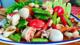 ตำซั่วหมึกกุ้ง เมนูยั่วๆเรียกน้ำย่อย รสชาติแซ่บจี๊ดโดนใจ สไตล์ | ครัวบ้านๆ Channel