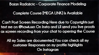 Bojan Radojicic course  - Corporate Finance Modeling download