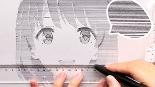 [Vẽ tranh] Vẽ Megumi Kato bằng thước (vẽ bằng các đường kẻ cực đỉnh)