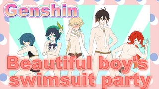 Beautiful boy's swimsuit party