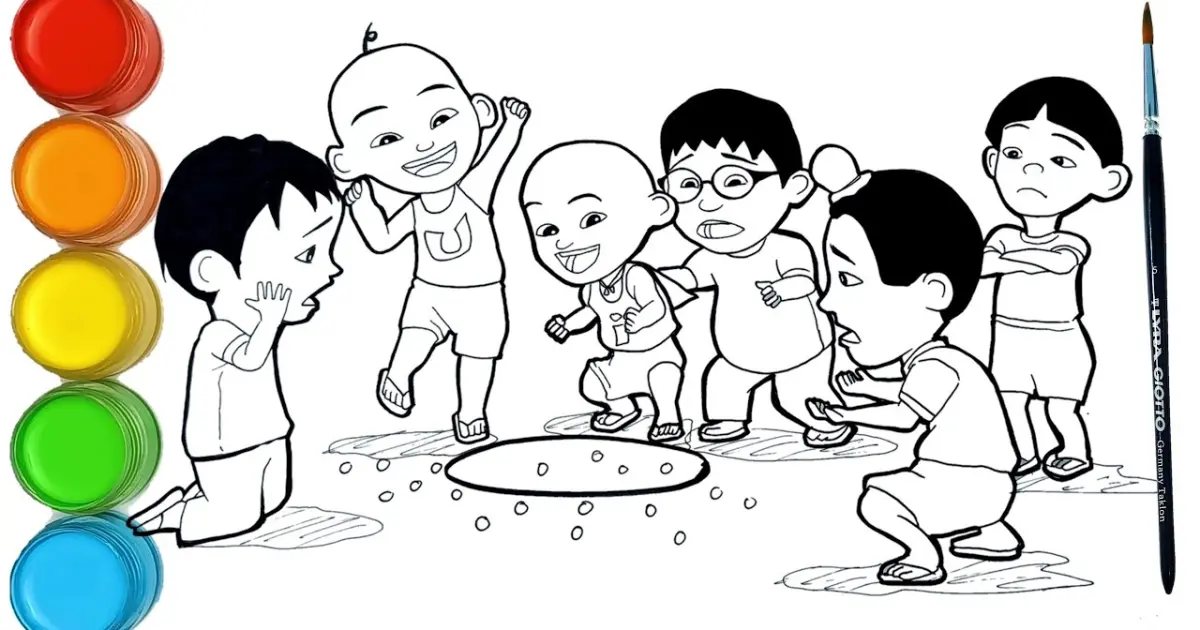 gambar mewarnai anak upin ipin