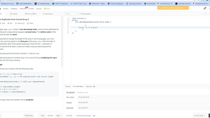 Remove Duplicates from Sorted Array I, II