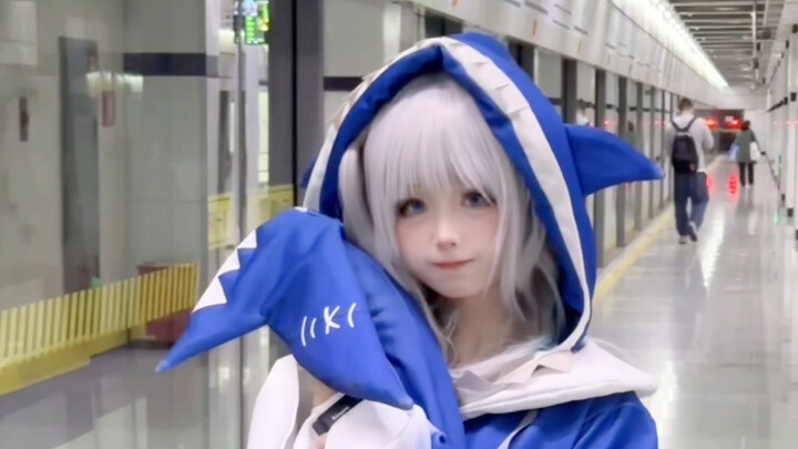 I was so startled—there was a little shark in the subway station!