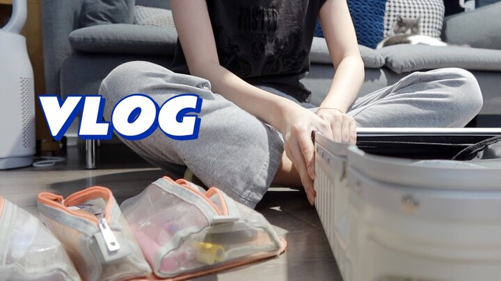 【VLOG】Chuẩn bị trước khi ra ngoài/Đập hộp bộ đồ mini/Có gì trong vali
