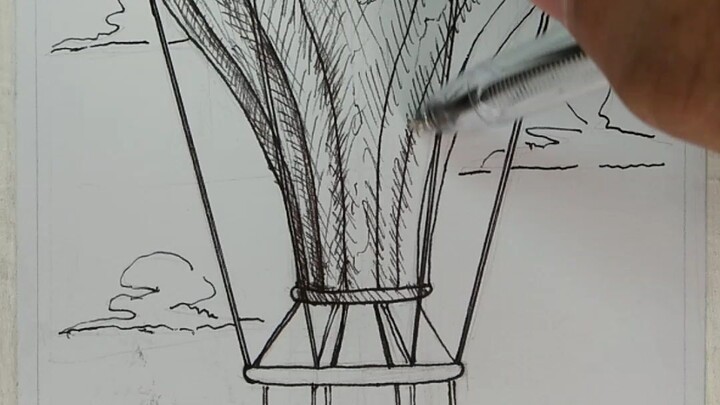 how to sketch a HOT AIR BALLOON‼️🪂