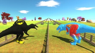 Who is Stronger SUPERMAN T-Rex vs BATMAN Spinosaurus - Animal Revolt Battle Simulator