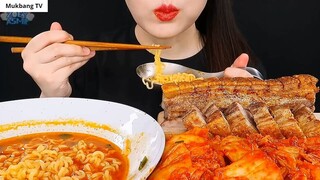 ASMR MÌ CAY, KIM CHI CAY, THỊT BA CHỈ CHIÊN GIÒN 5